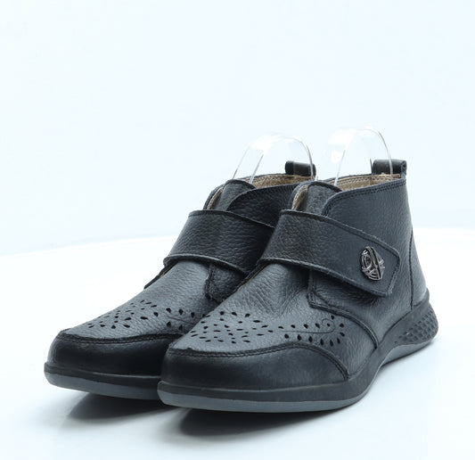 Cushion Walk Womens Black Leather Bootie Boot UK 4