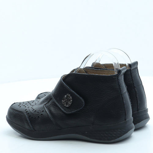 Cushion Walk Womens Black Leather Bootie Boot UK 4