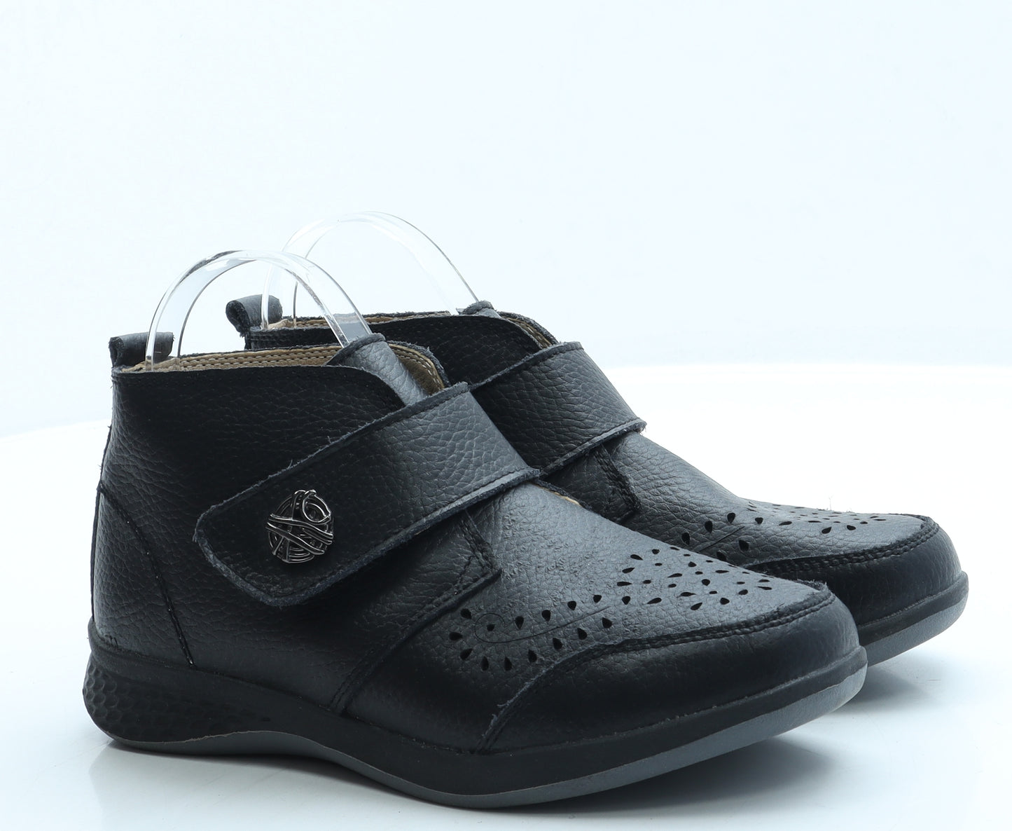 Cushion Walk Womens Black Leather Bootie Boot UK 4