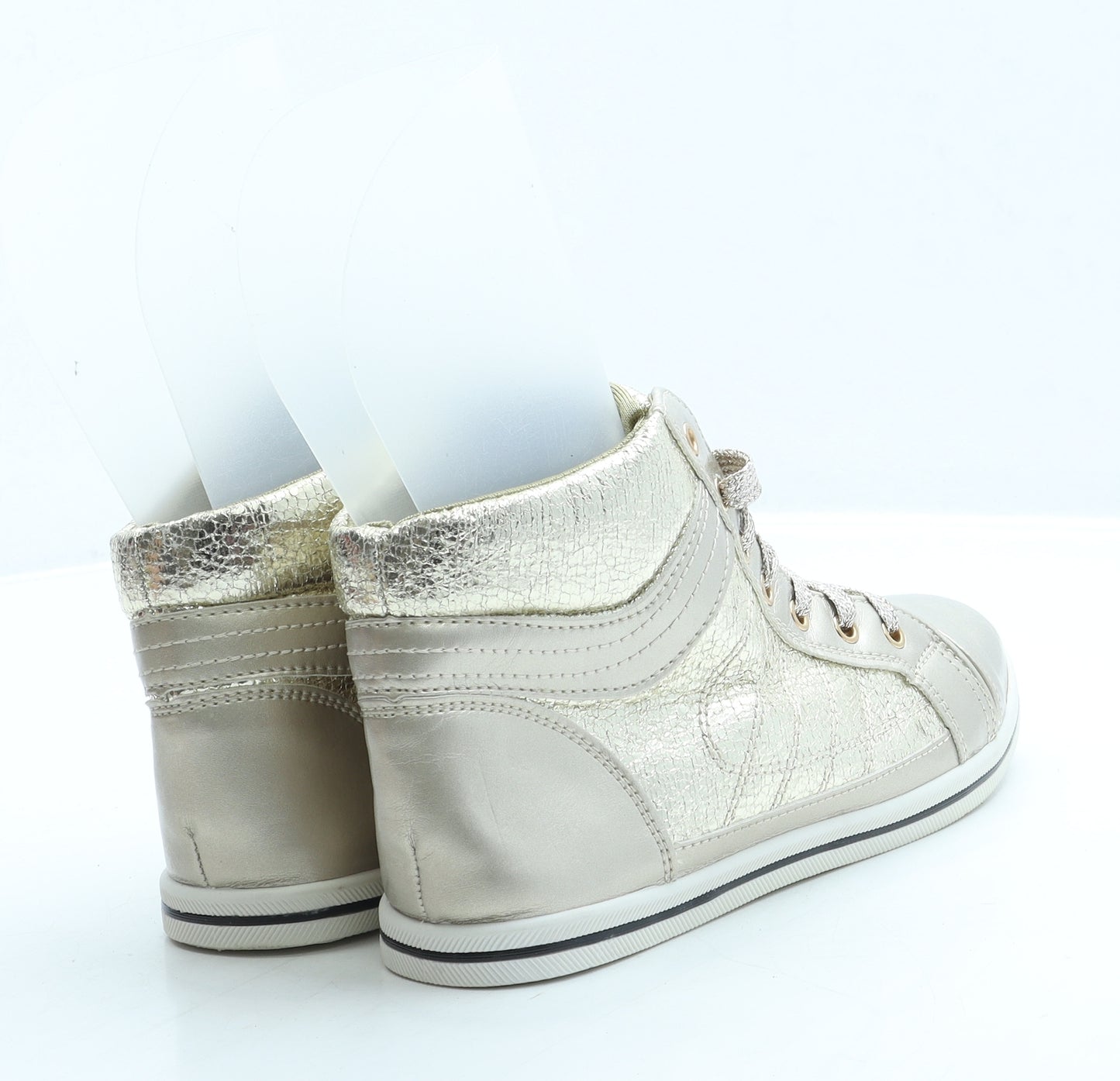 Preworn Womens Gold Leather Trainer UK 5 38