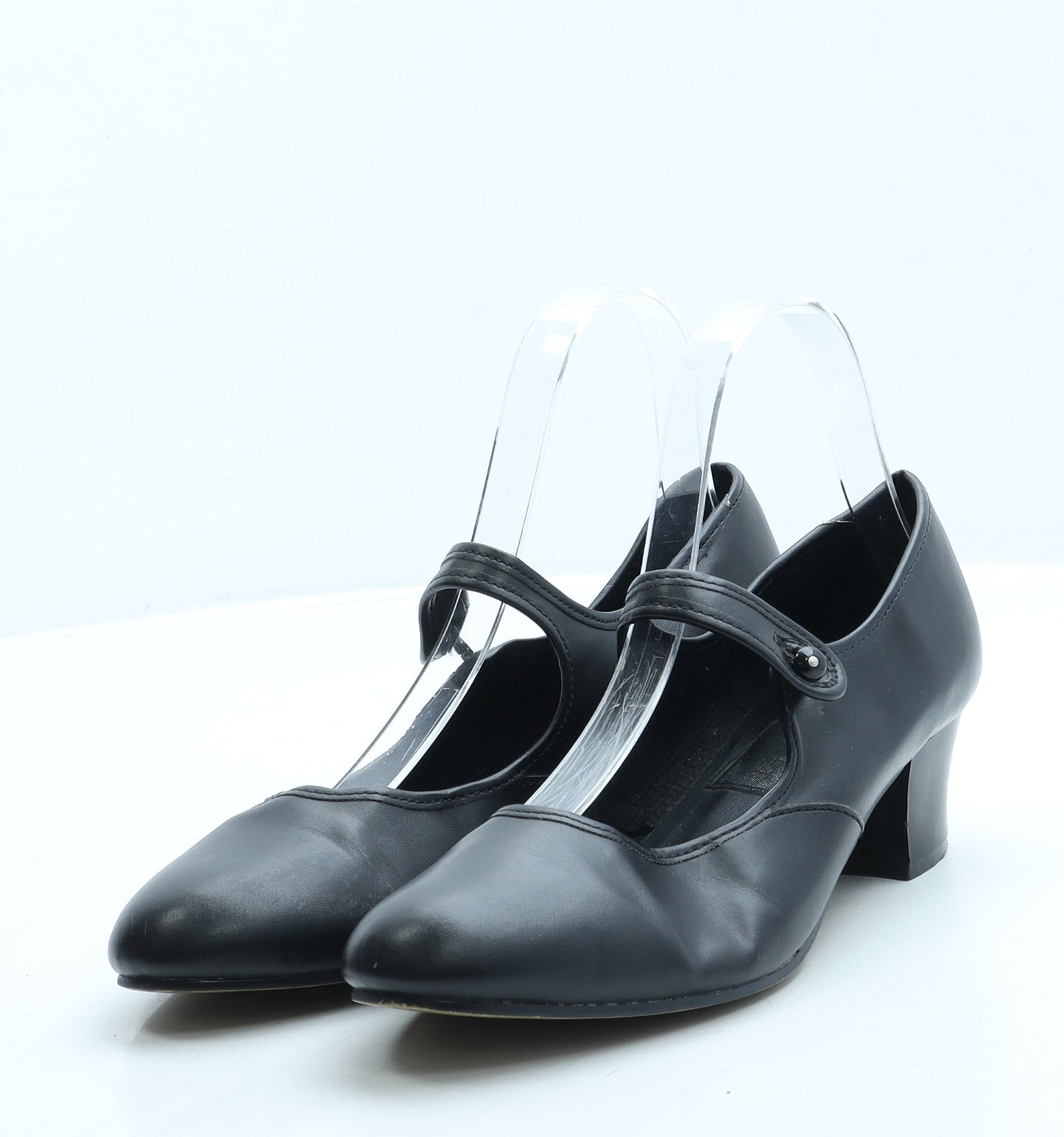 Preworn Womens Black Leather Court Heel UK 4 - Dance
