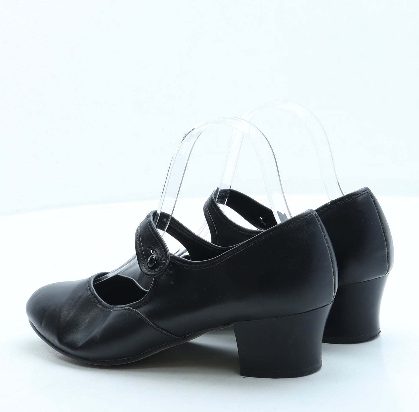 Preworn Womens Black Leather Court Heel UK 4 - Dance