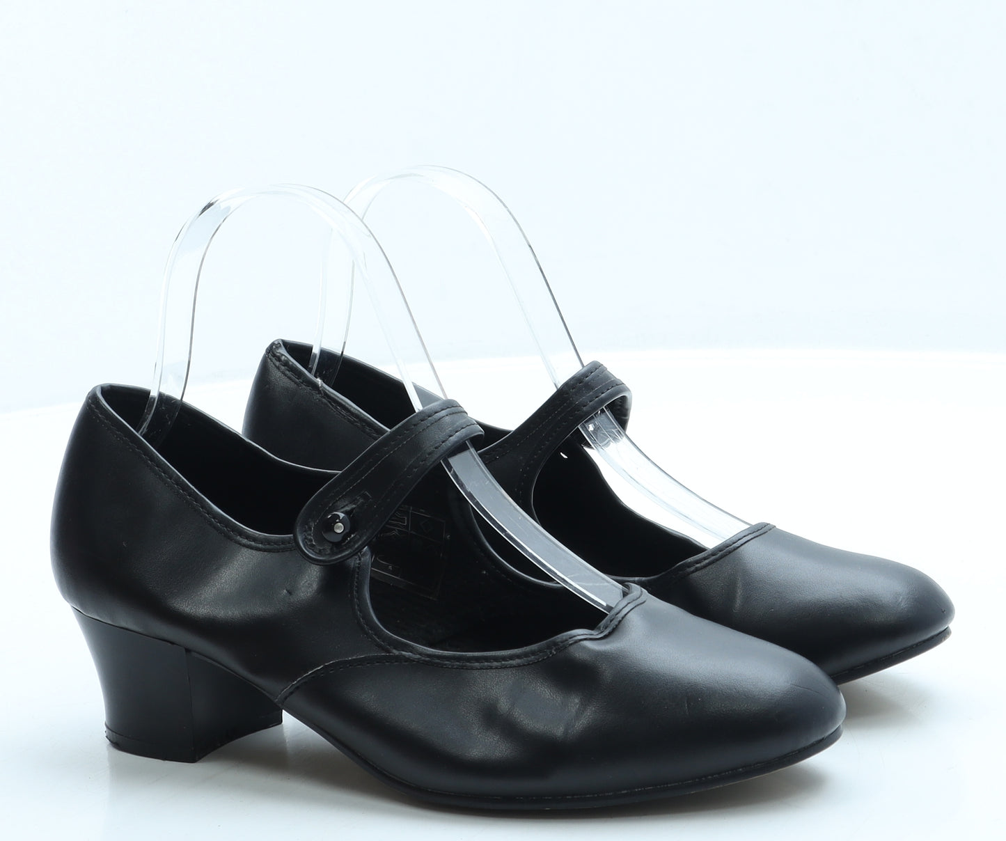 Preworn Womens Black Leather Court Heel UK 4 - Dance
