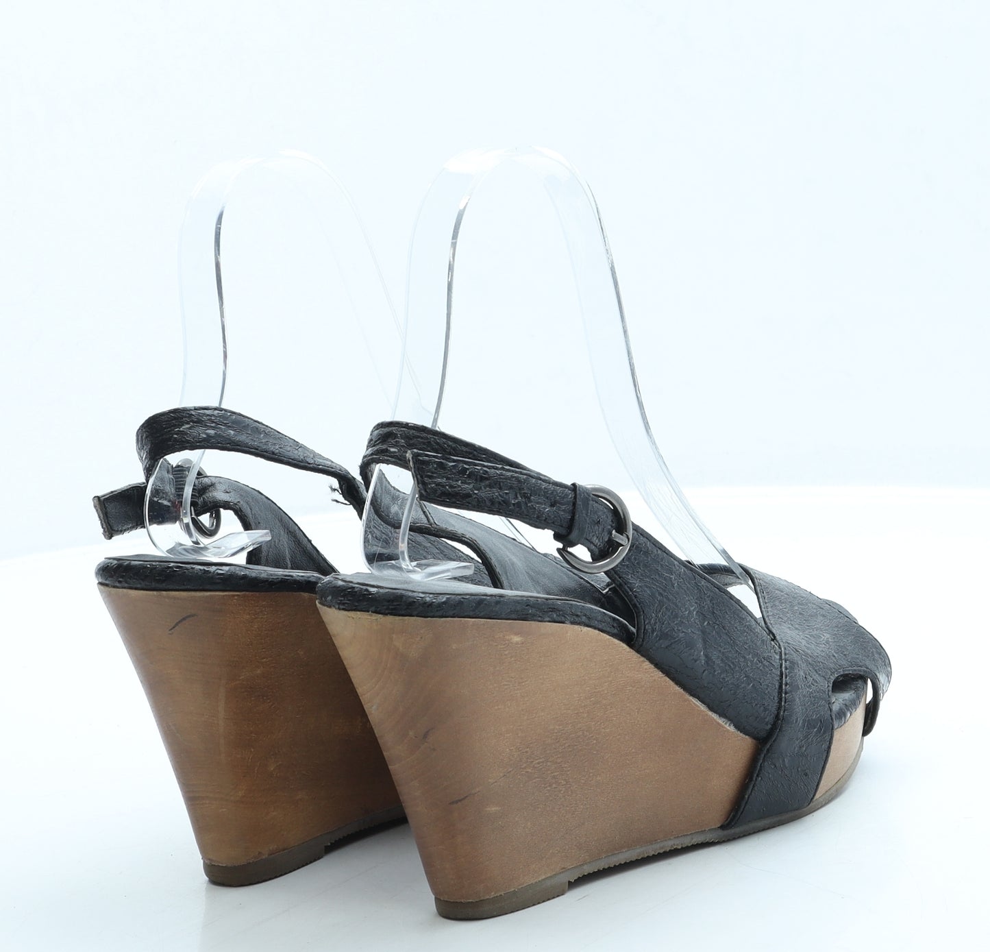 V T Collection Womens Black Leather Slingback Heel UK 5