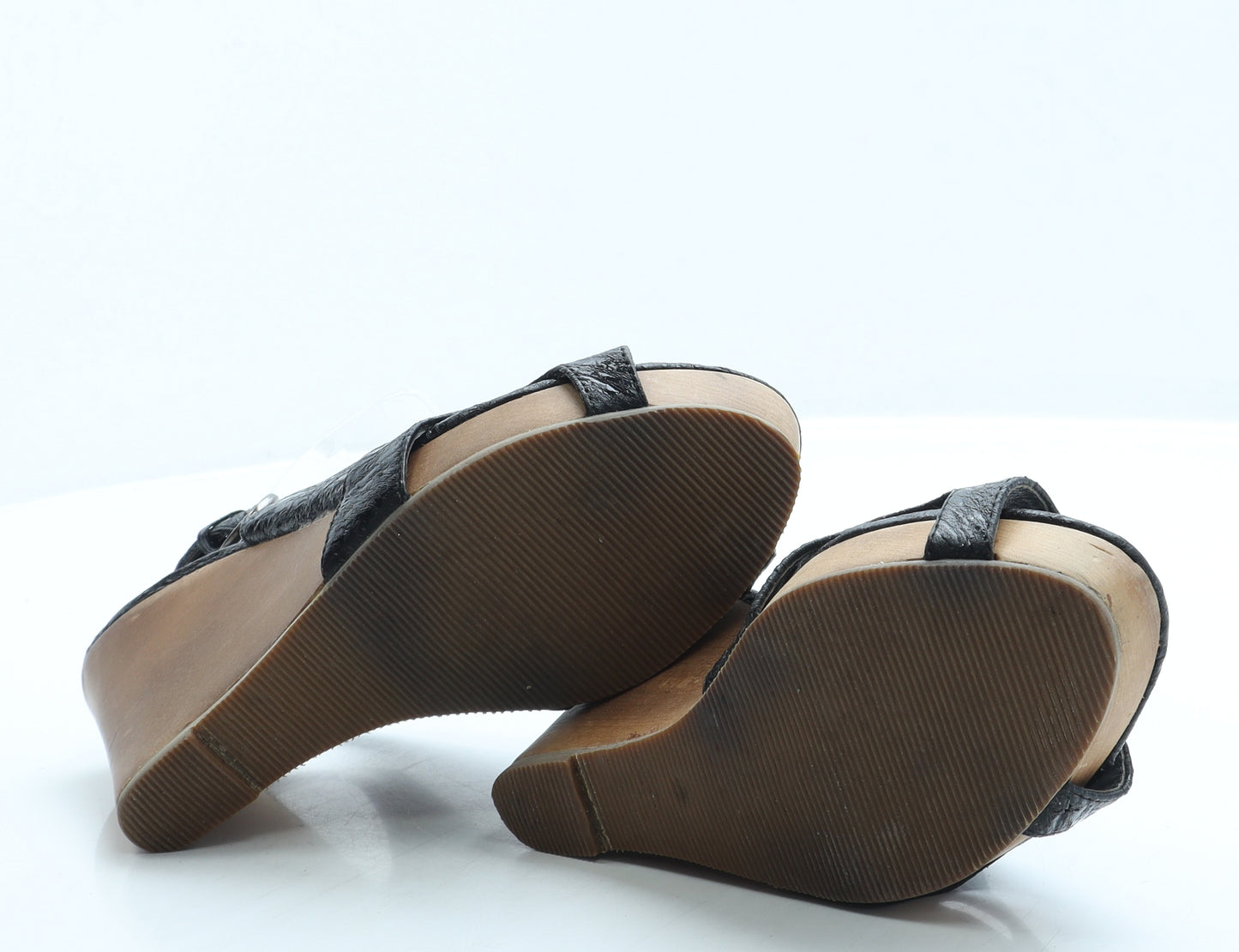 V T Collection Womens Black Leather Slingback Heel UK 5