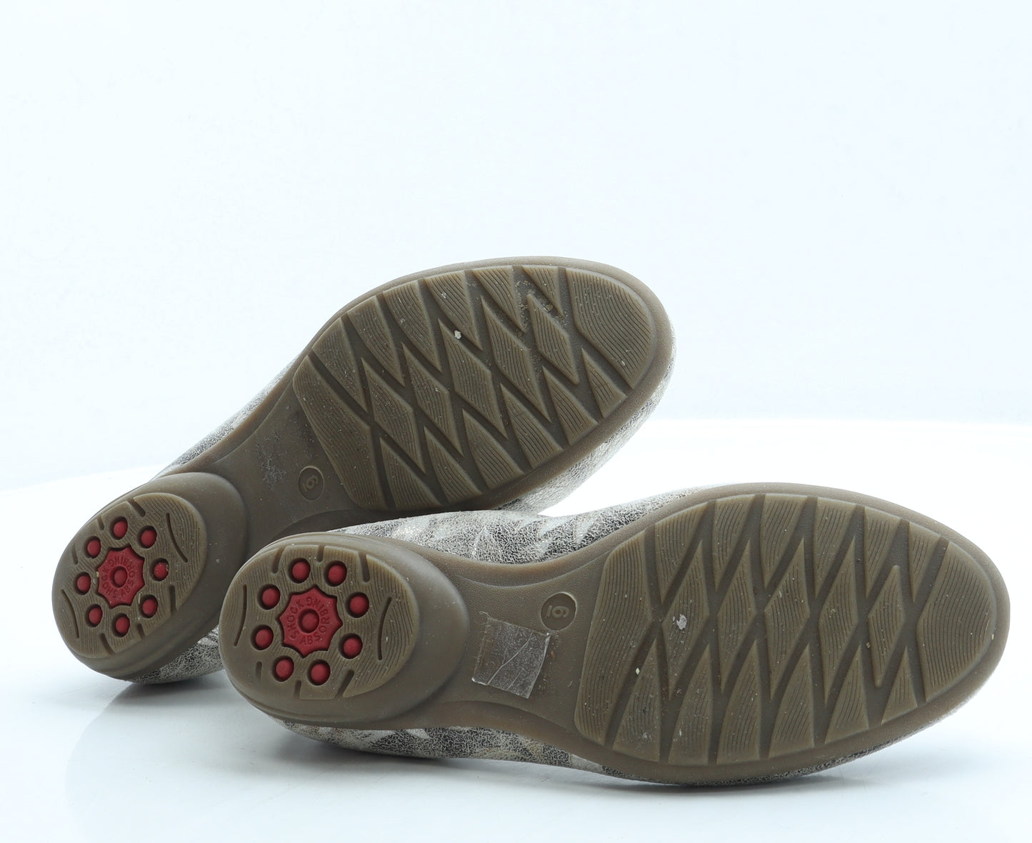 Pavers Womens Grey Floral Leather Ballet Flat UK 6