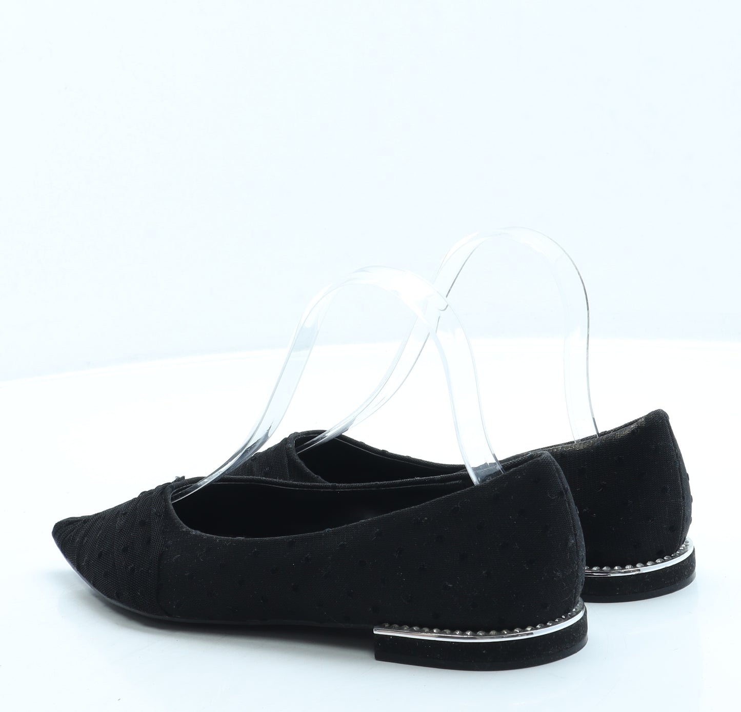 Zara Womens Black Polka Dot Polyester Slip On Flat UK 3 36