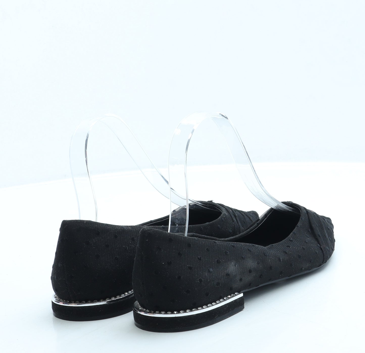 Zara Womens Black Polka Dot Polyester Slip On Flat UK 3 36