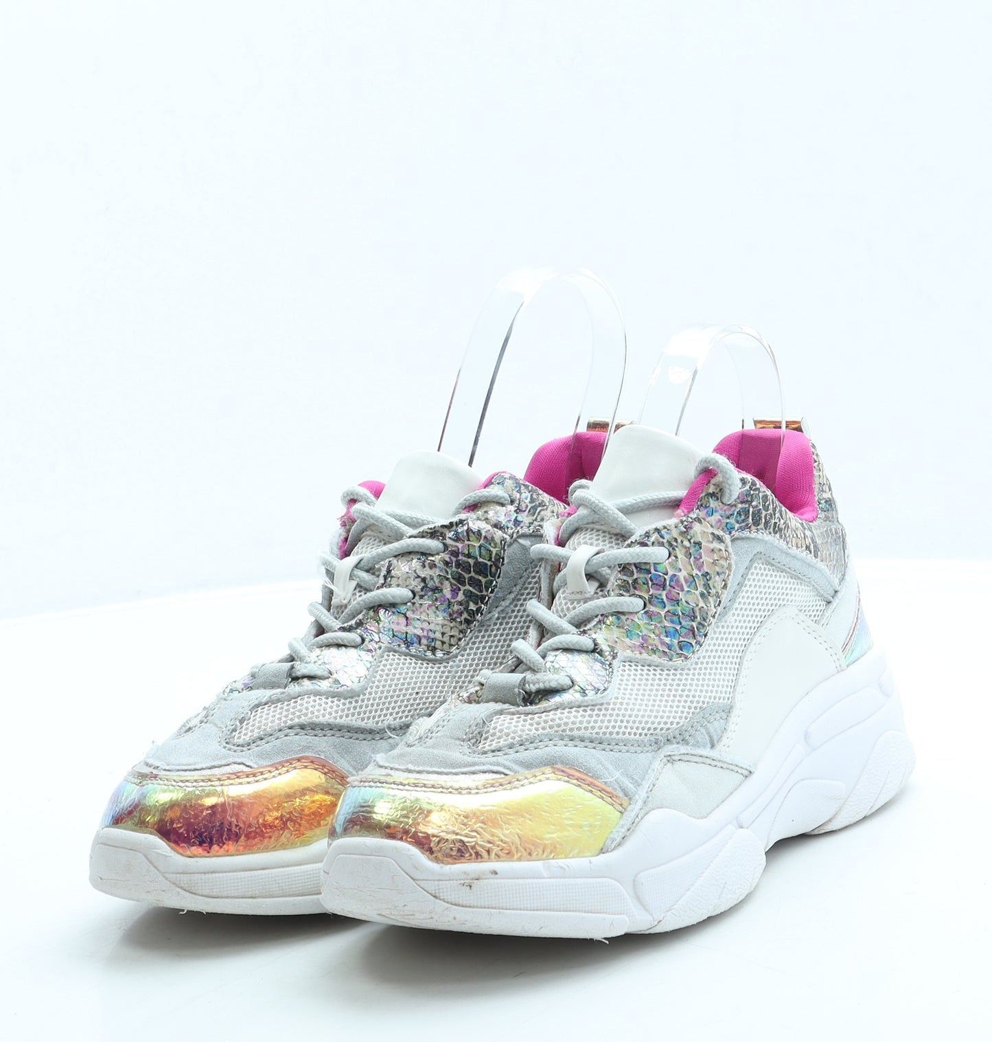 Steve Madden Womens White Polyester Trainer UK 3 35 - Snakeskin