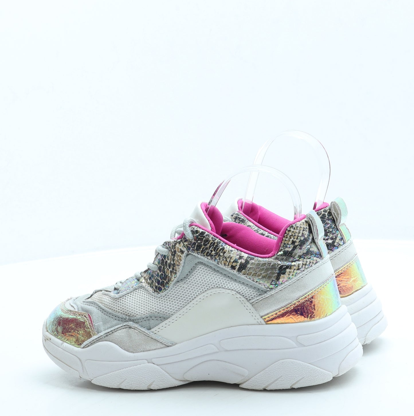 Steve Madden Womens White Polyester Trainer UK 3 35 - Snakeskin