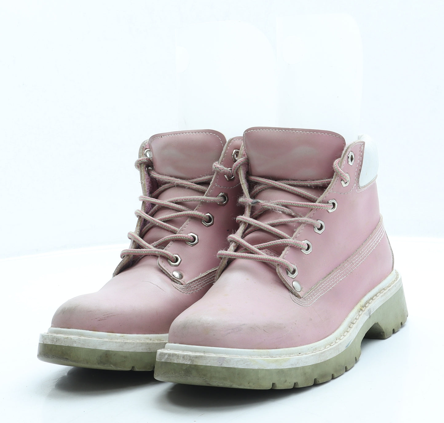 Zone Womens Pink Leather Combat Boot UK 5