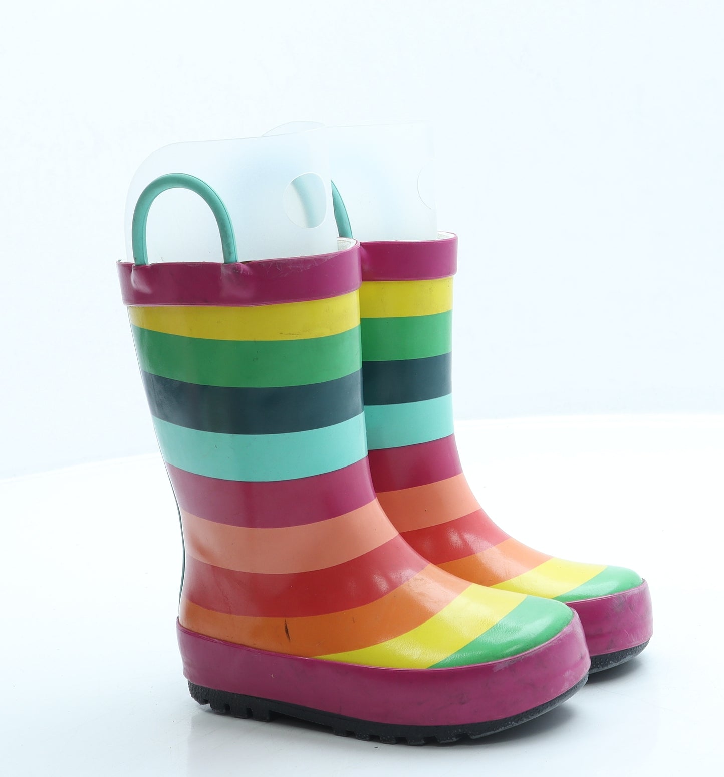 NEXT Girls Multicoloured Striped Rubber Wellies Boot UK 7