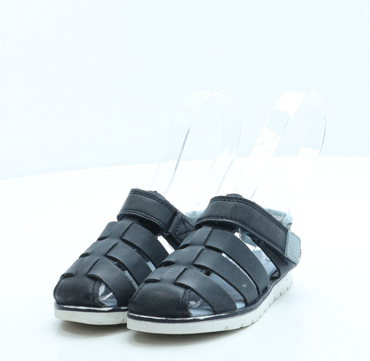 F&F Boys Blue Leather Fisherman Sandal UK 5 22