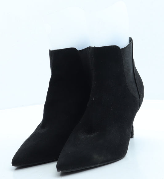 Primark Womens Black Suede Bootie Boot UK 7 40 US 9 - Wide Fit