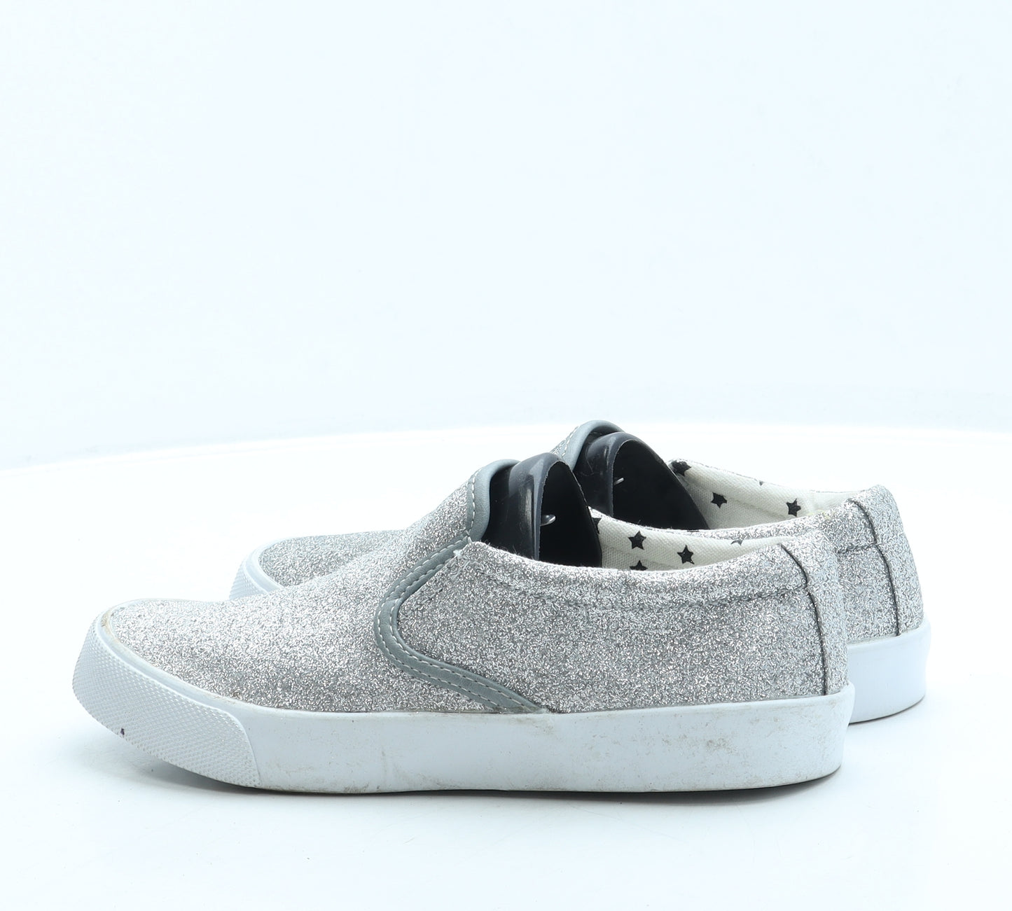 Marks and Spencer Girls Silver Polyester Slip On Flat UK 3 35.5