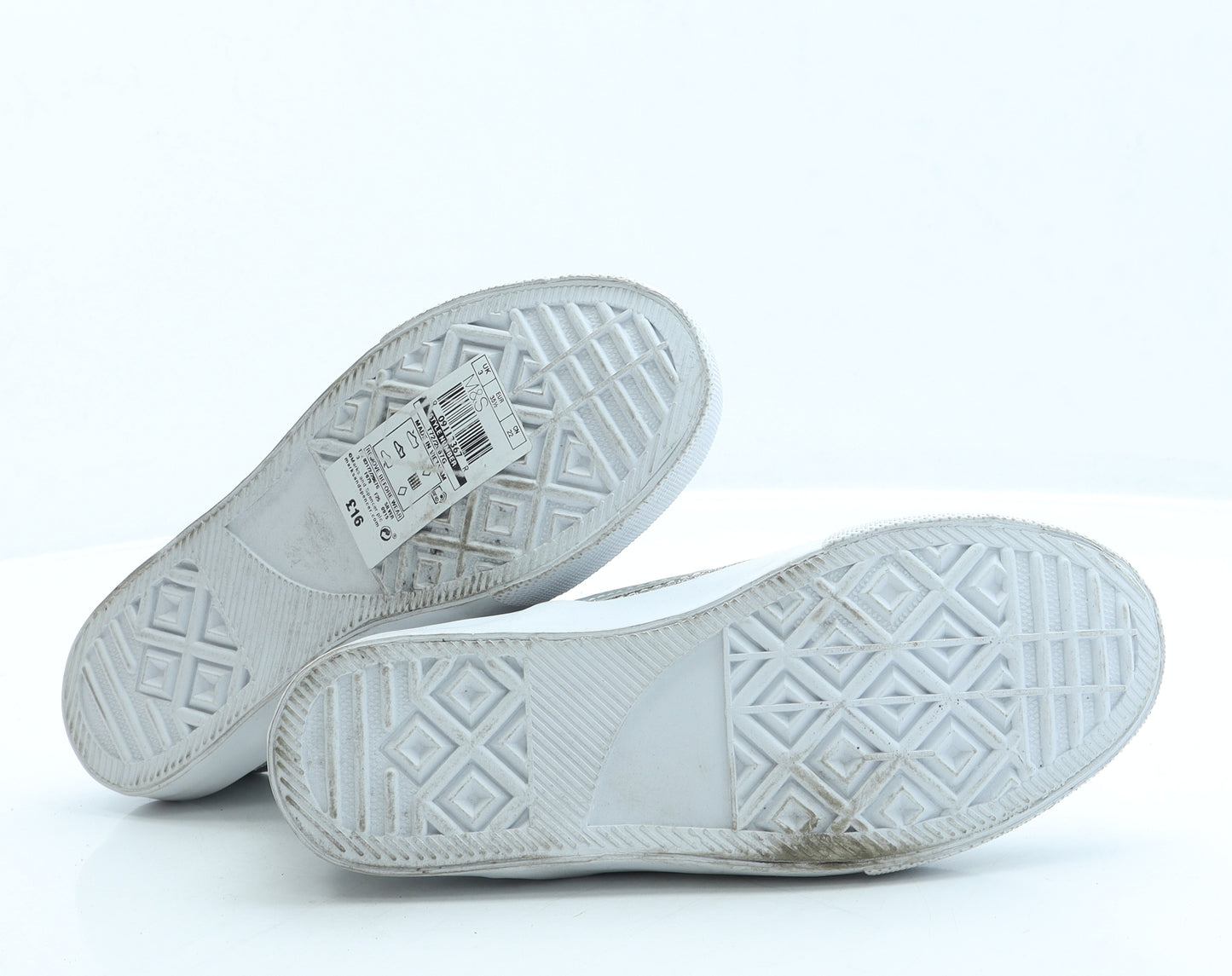 Marks and Spencer Girls Silver Polyester Slip On Flat UK 3 35.5