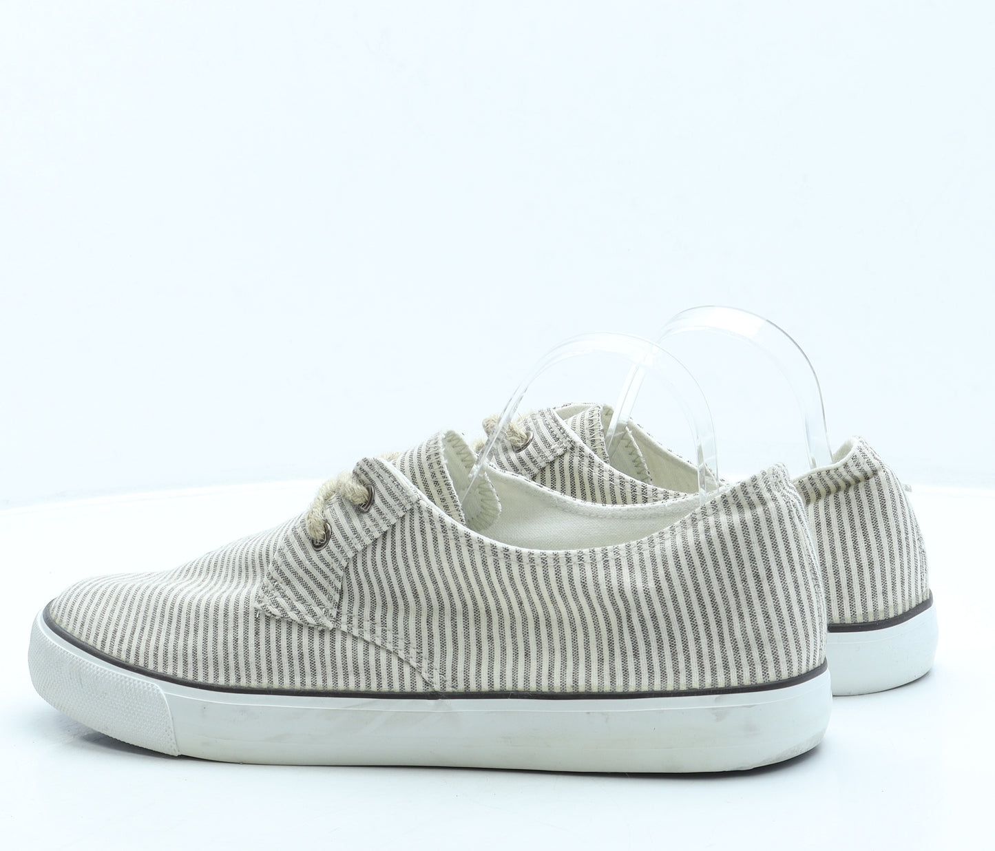 Cedar Wood State Mens Beige Striped Fabric Trainer UK 12 46