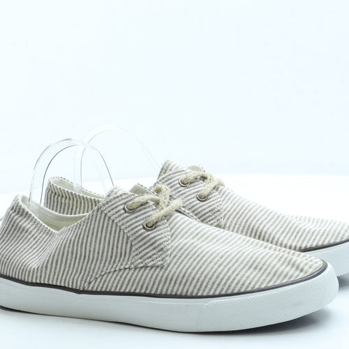 Cedar Wood State Mens Beige Striped Fabric Trainer UK 12 46