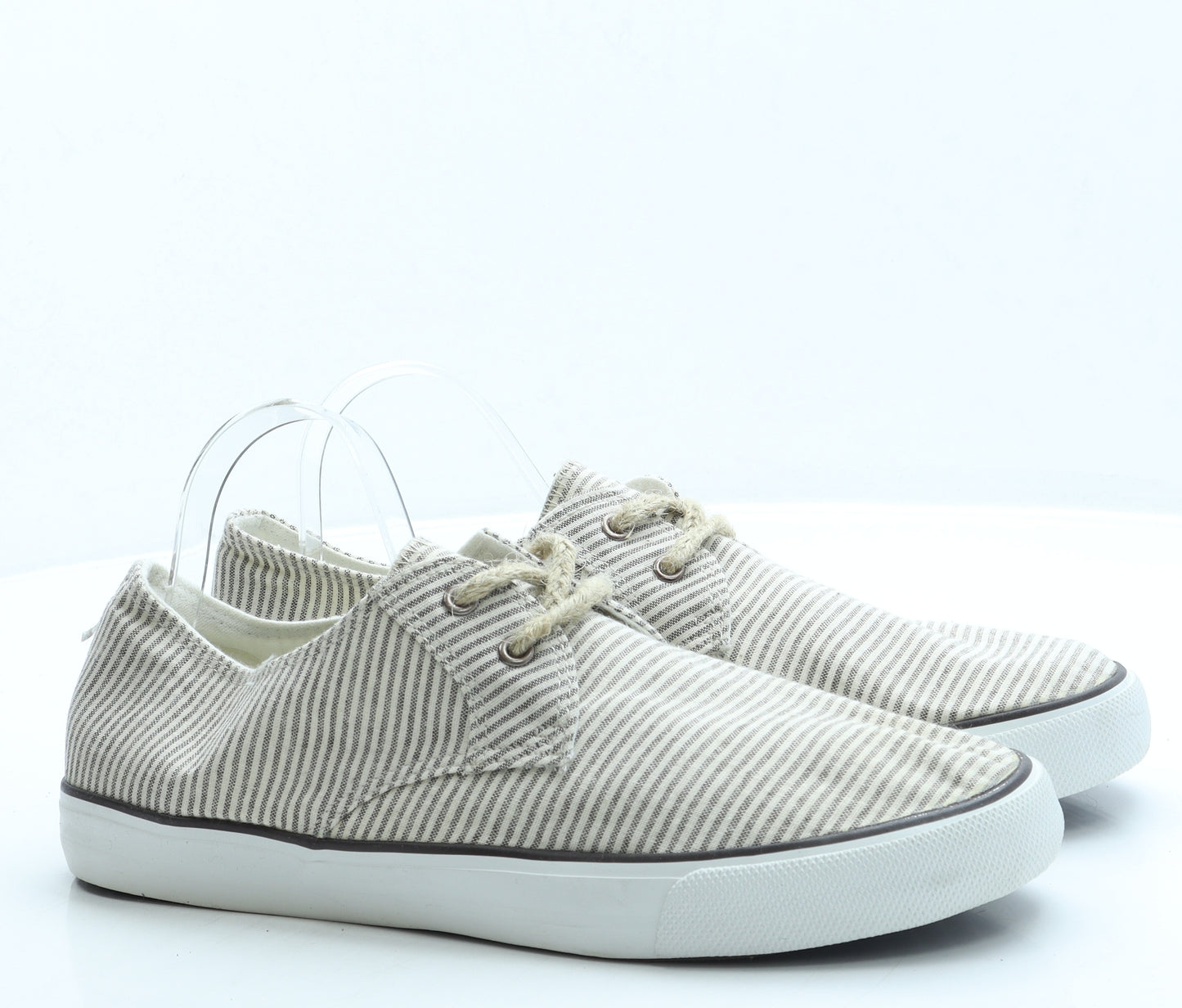 Cedar Wood State Mens Beige Striped Fabric Trainer UK 12 46
