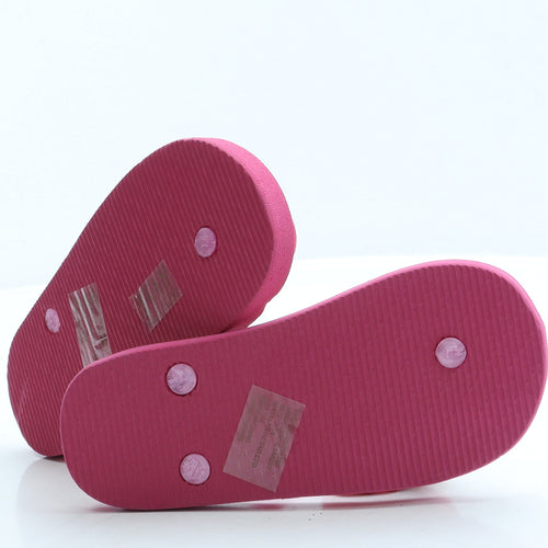 Preworn Girls Pink Floral Rubber Thong Sandal UK 2 34