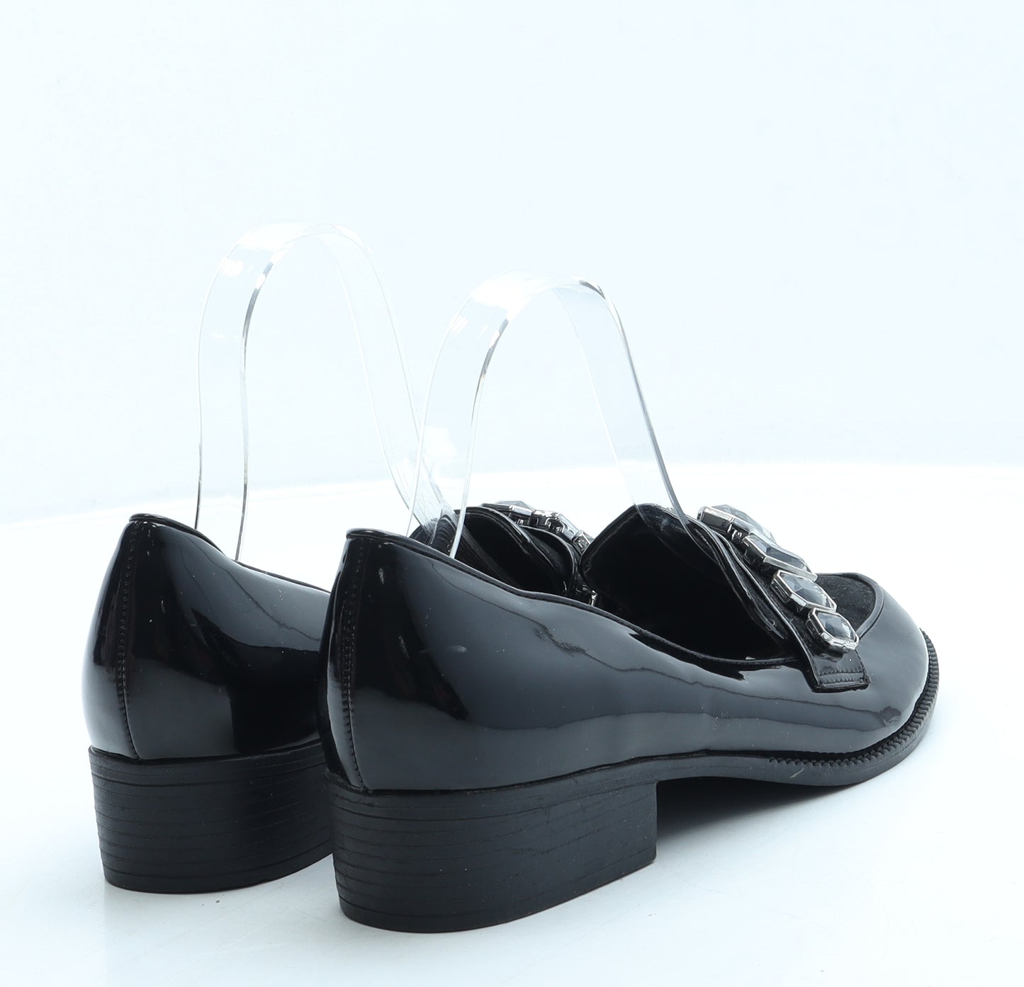 George Womens Black Leather Loafer Flat UK 5 38