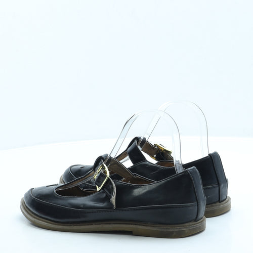 Topshop Womens Black Leather Mary Jane Flat UK 4 37