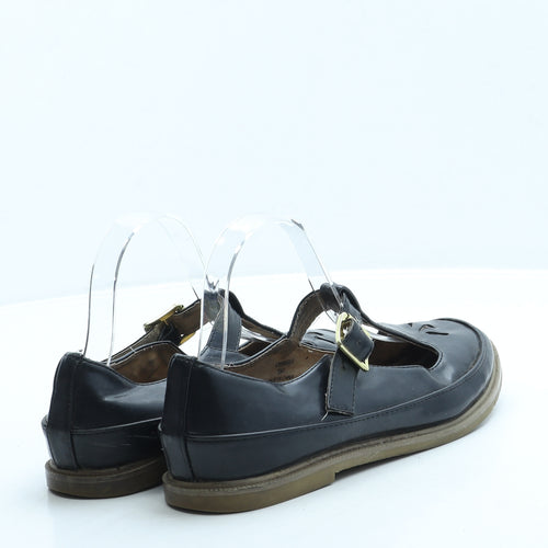 Topshop Womens Black Leather Mary Jane Flat UK 4 37