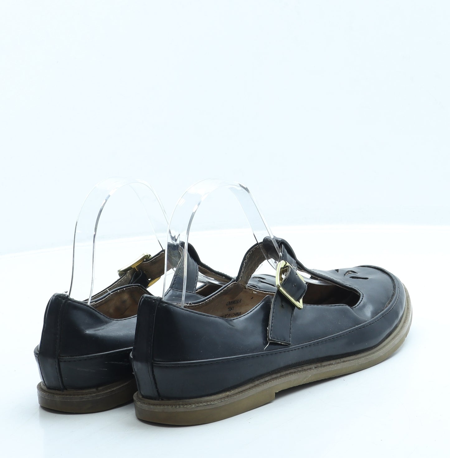 Topshop Womens Black Leather Mary Jane Flat UK 4 37