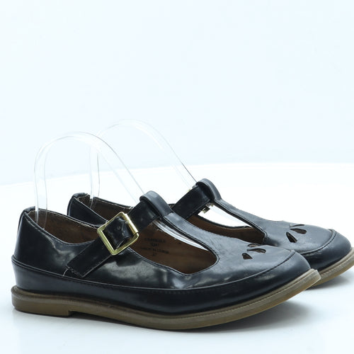 Topshop Womens Black Leather Mary Jane Flat UK 4 37