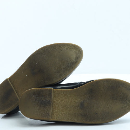 Topshop Womens Black Leather Mary Jane Flat UK 4 37
