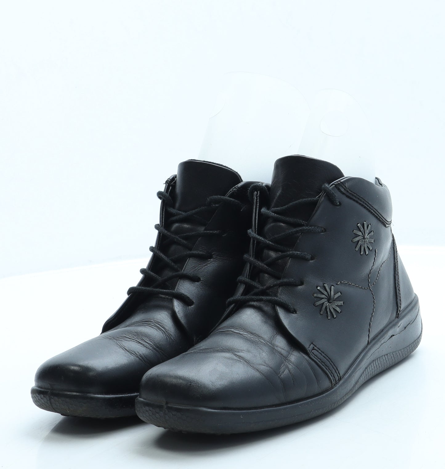 Hotter Womens Black Leather Bootie Boot UK 6