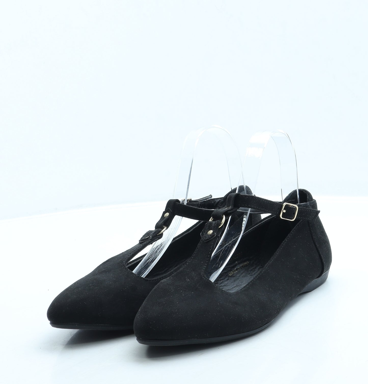 New Look Womens Black Suede Mary Jane Flat UK 4 37