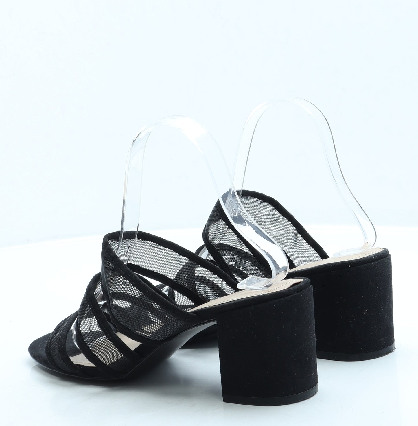 H&M Womens Black Mesh Mule Heel UK 6 39