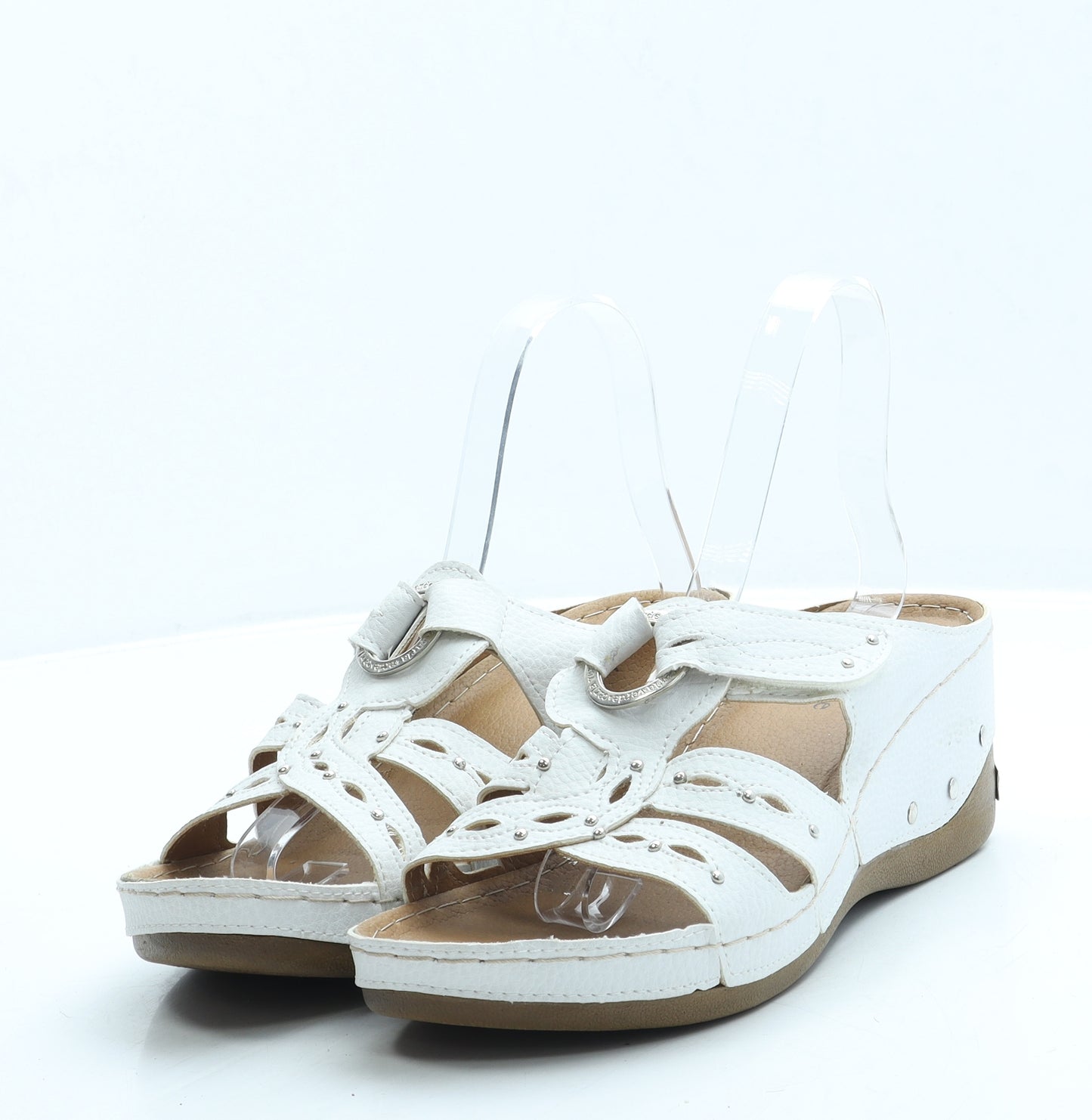 Carla Verde Womens White Leather Slip On Sandal UK 6 39