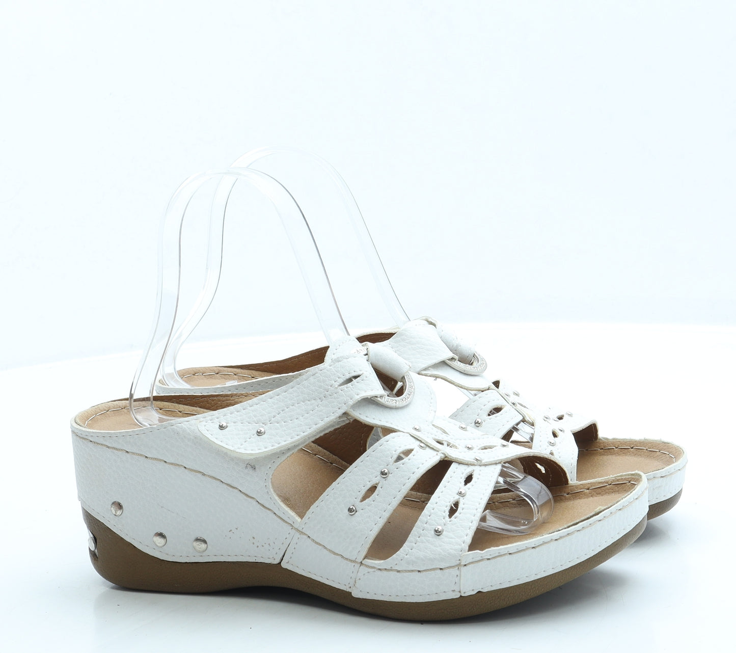 Carla Verde Womens White Leather Slip On Sandal UK 6 39