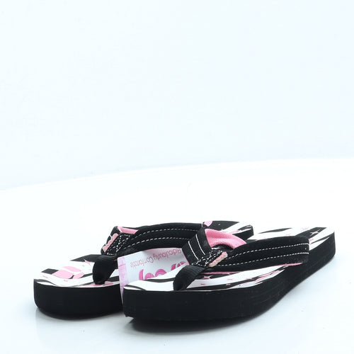 Reef Girls Black Geometric Rubber Thong Sandal UK 2