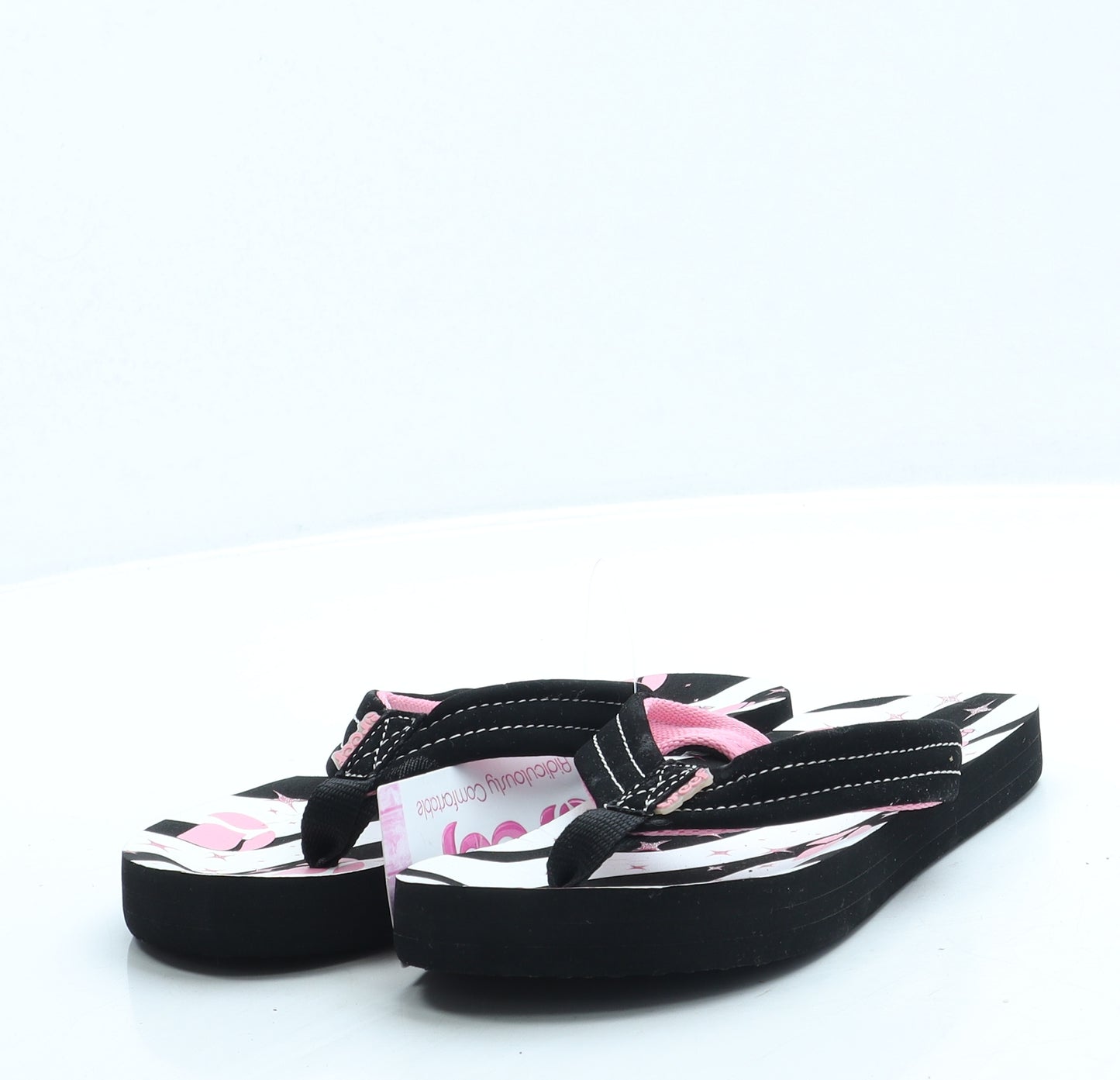 Reef Girls Black Geometric Rubber Thong Sandal UK 2