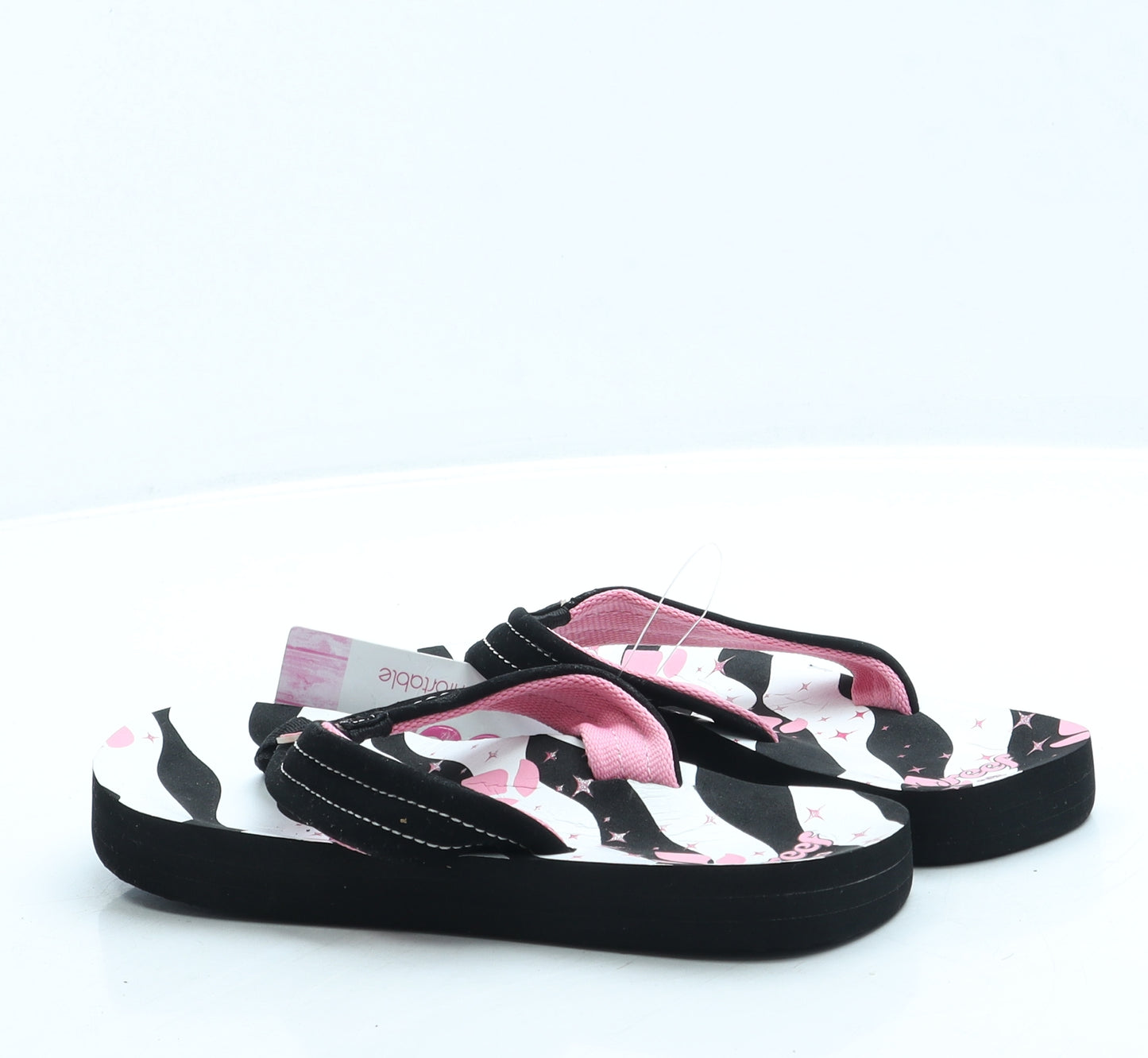 Reef Girls Black Geometric Rubber Thong Sandal UK 2
