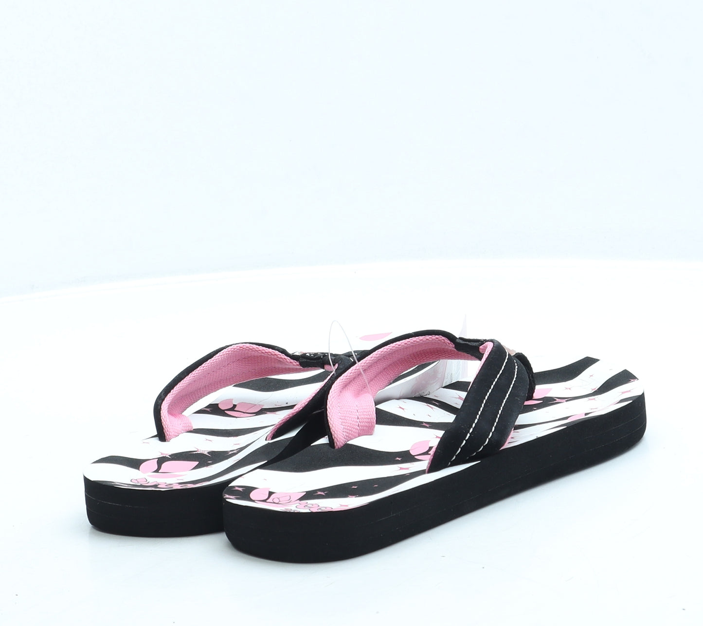 Reef Girls Black Geometric Rubber Thong Sandal UK 2