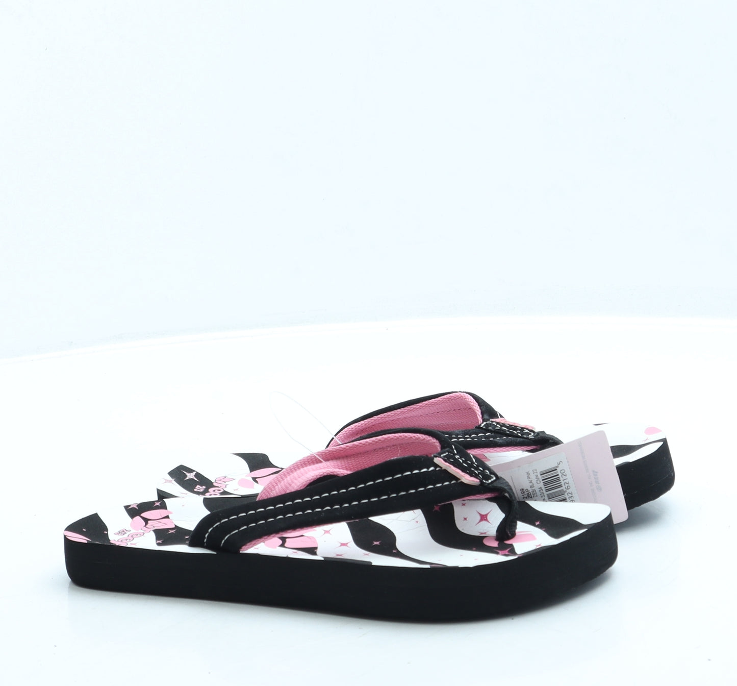 Reef Girls Black Geometric Rubber Thong Sandal UK 2