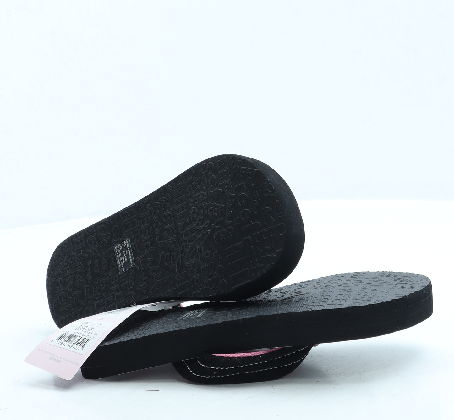 Reef Girls Black Geometric Rubber Thong Sandal UK 2