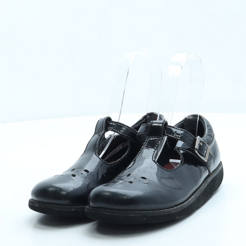 Clarks Girls Black Leather Mary Jane Flat UK 11 - School