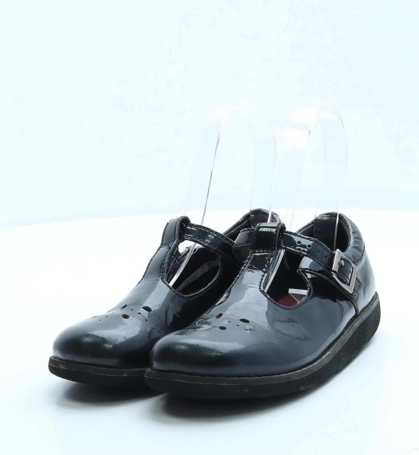 Clarks Girls Black Leather Mary Jane Flat UK 11 - School