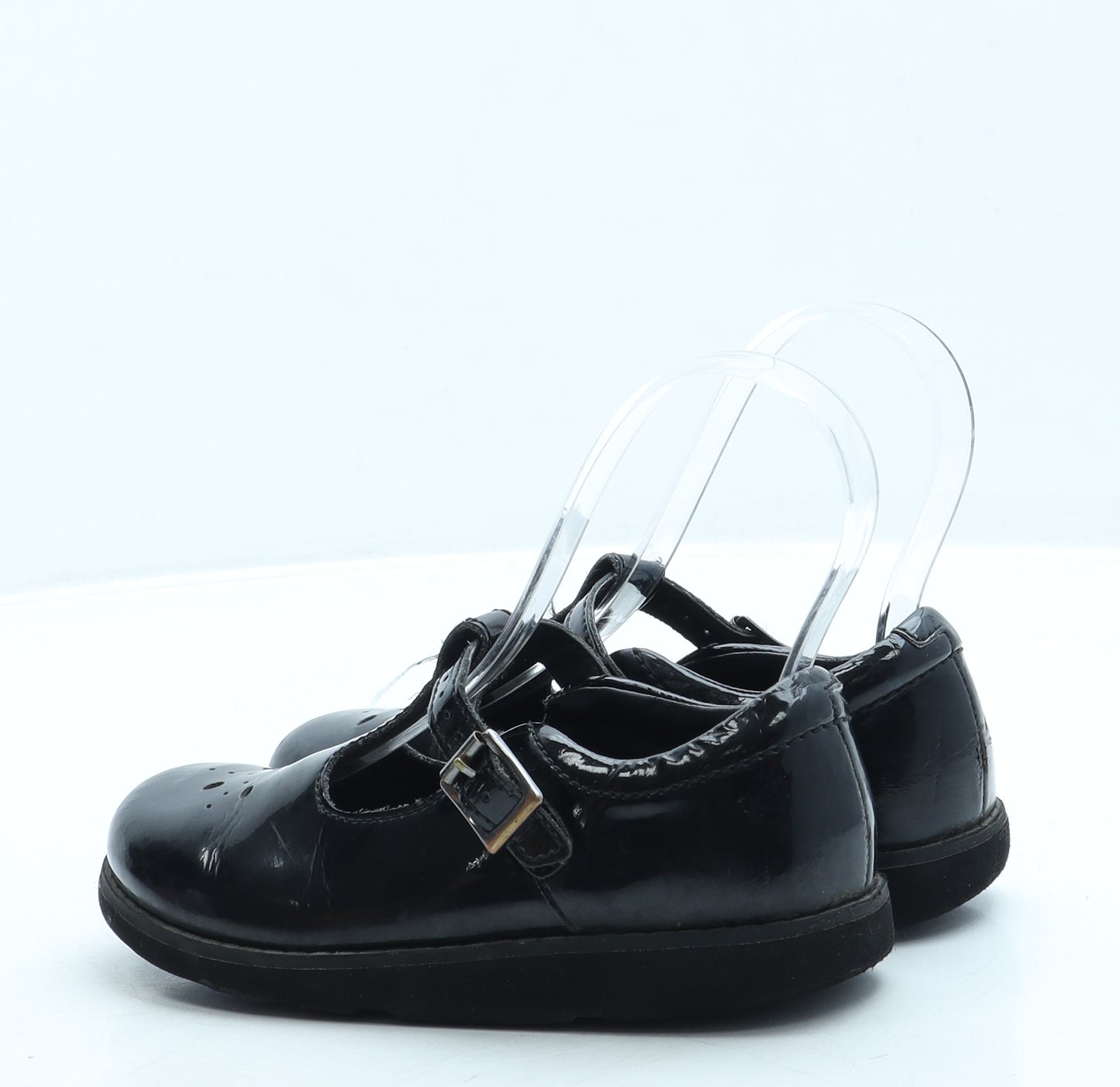 Clarks Girls Black Leather Mary Jane Flat UK 11 - School