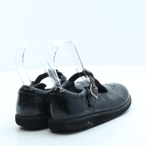 Clarks Girls Black Leather Mary Jane Flat UK 11 - School