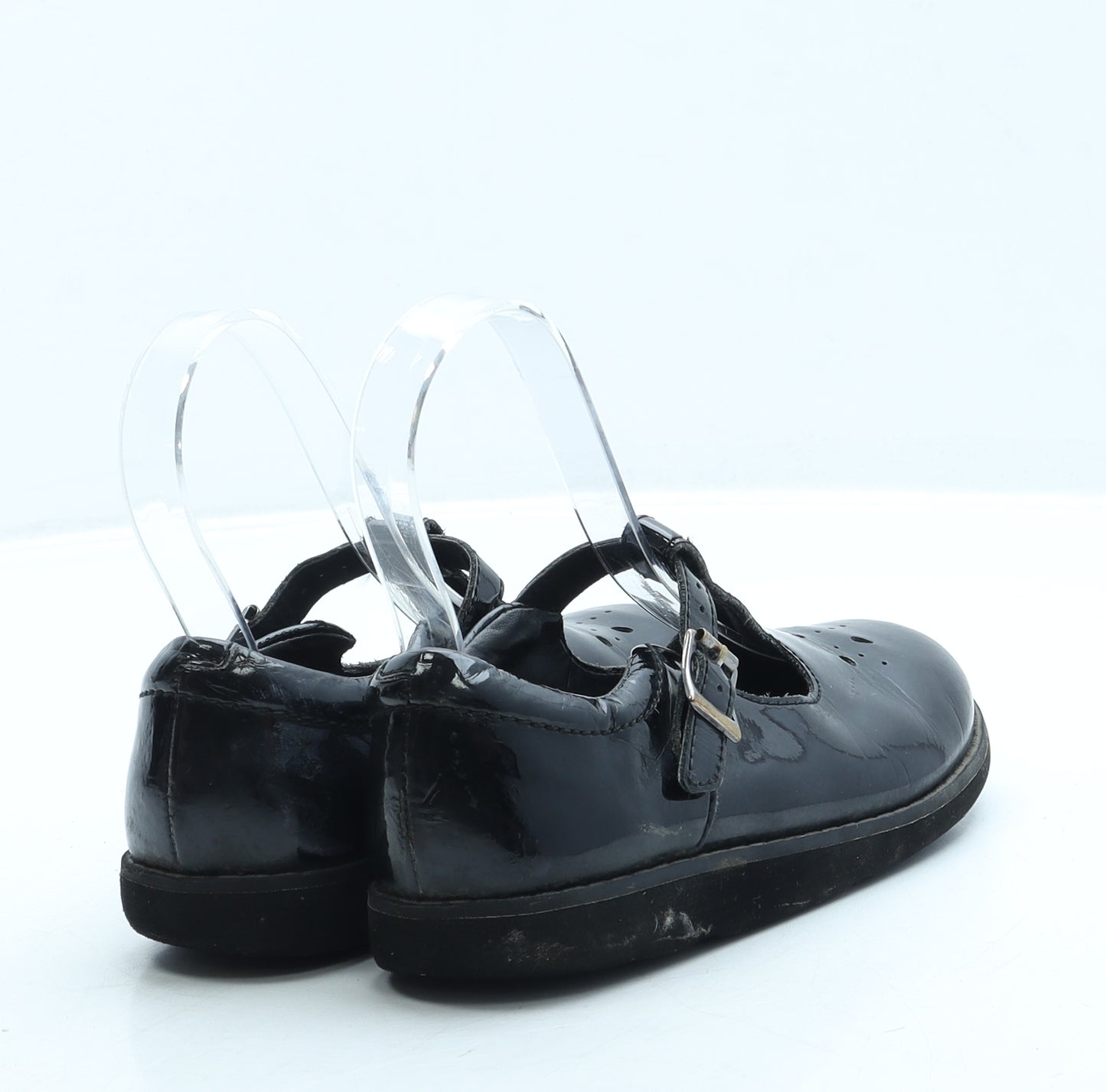 Clarks Girls Black Leather Mary Jane Flat UK 11 - School
