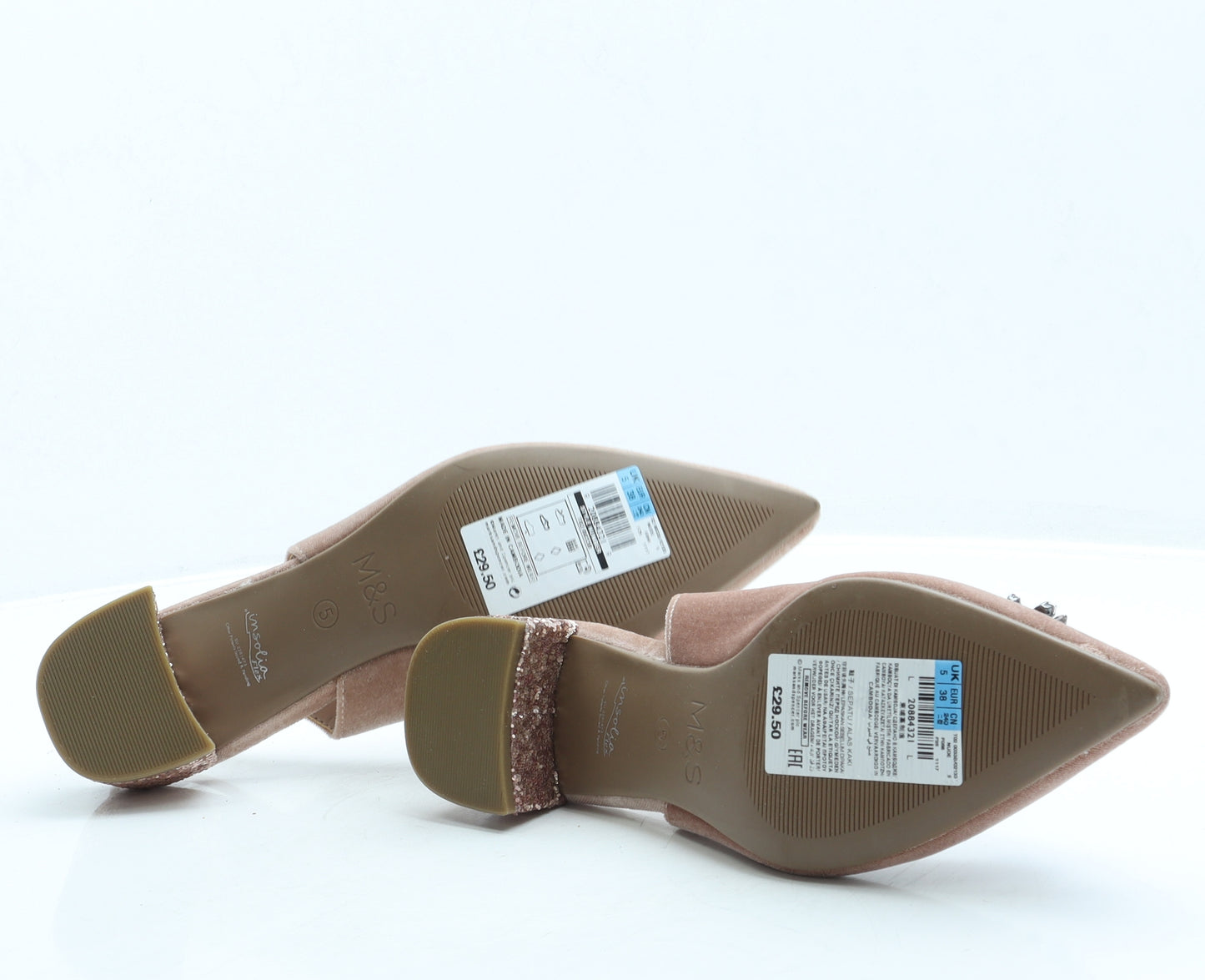 Marks and Spencer Womens Pink Suede Slingback Flat UK 5