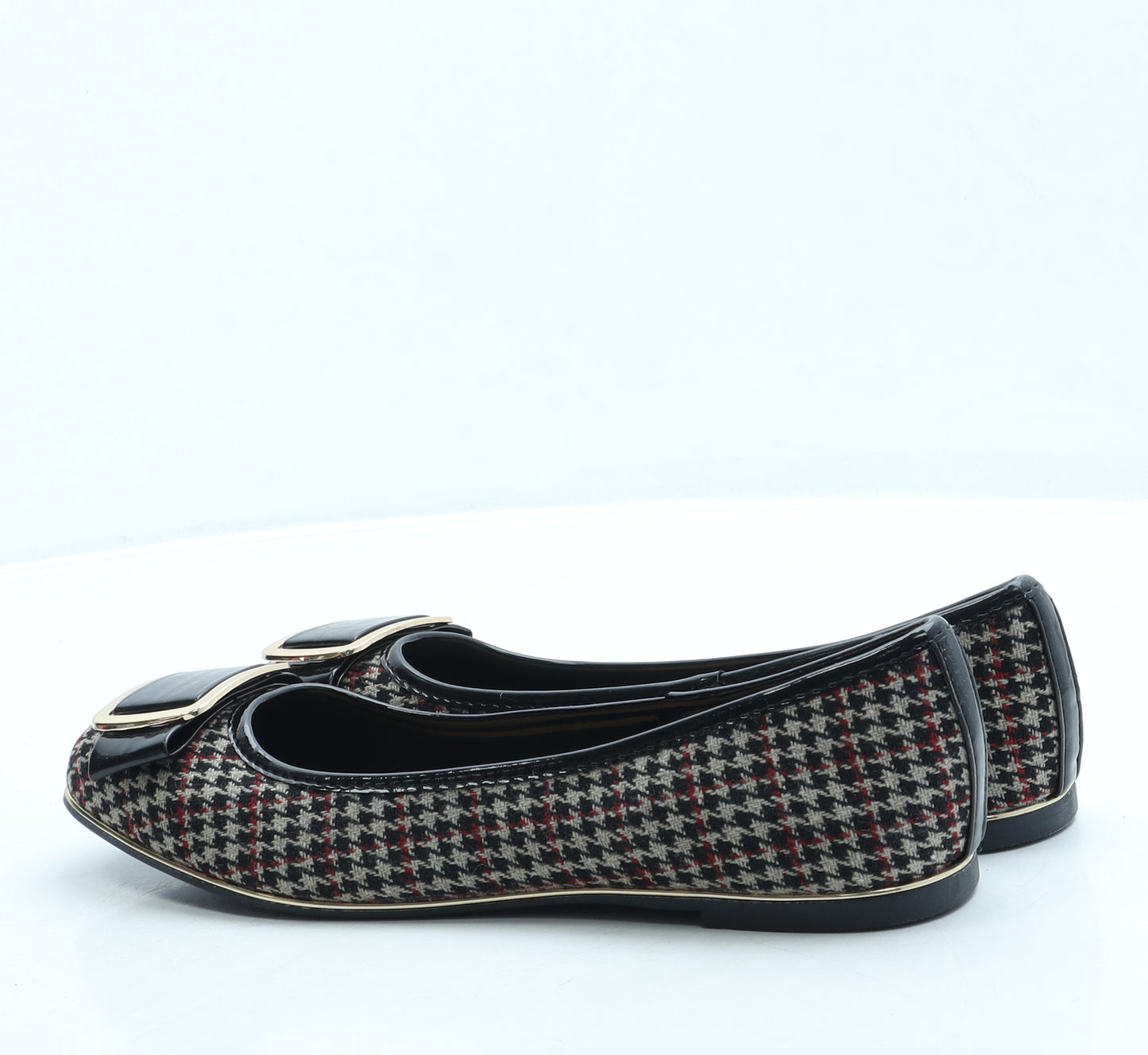 TU Womens Red Houndstooth Polyester Ballet Flat UK 5