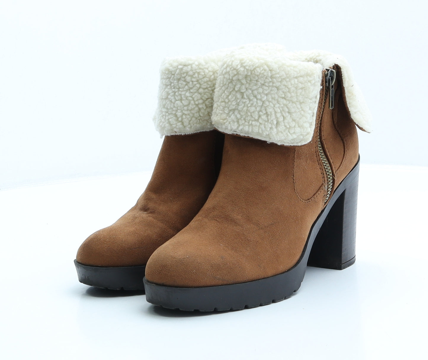 Primark Womens Brown Polyester Bootie Boot UK 3 36