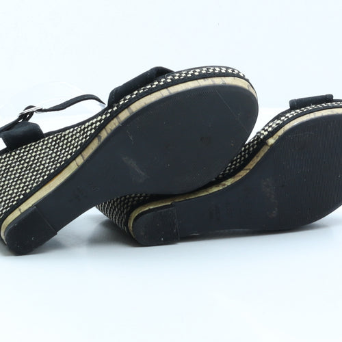 New Look Womens Black Check Polyester Strappy Heel UK 4 37